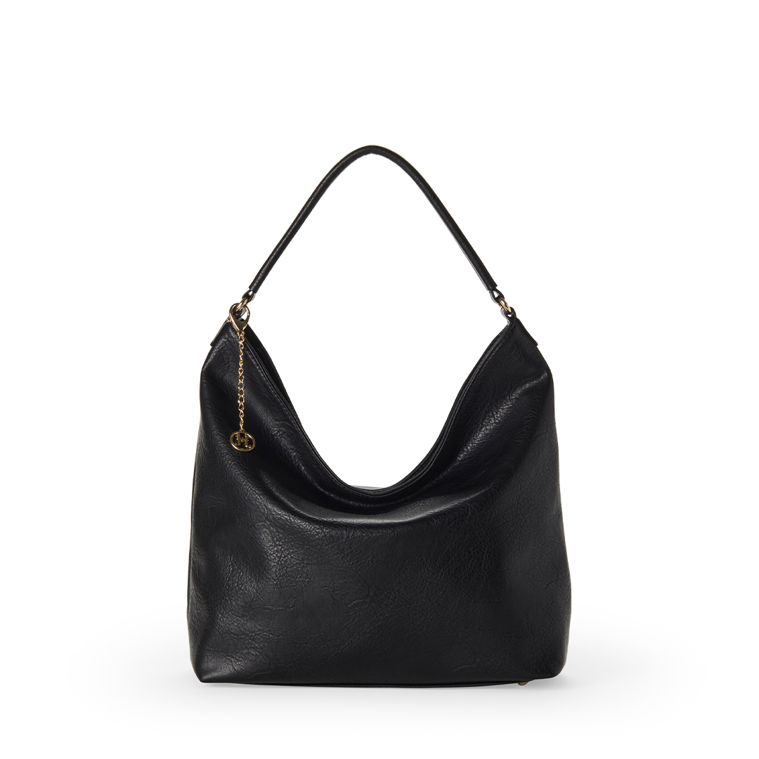 EMILY II Vegan Hobo Bag in Black jeane jax