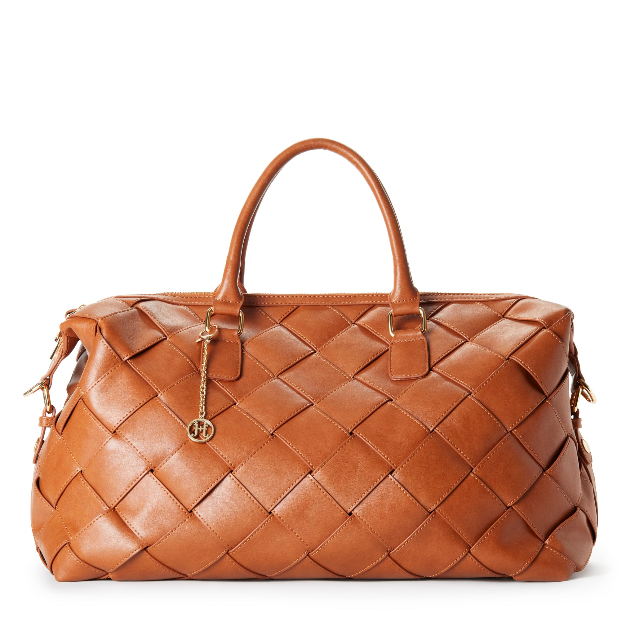 BROOKE Woven Vegan Weekender in Cognac jeane+jax