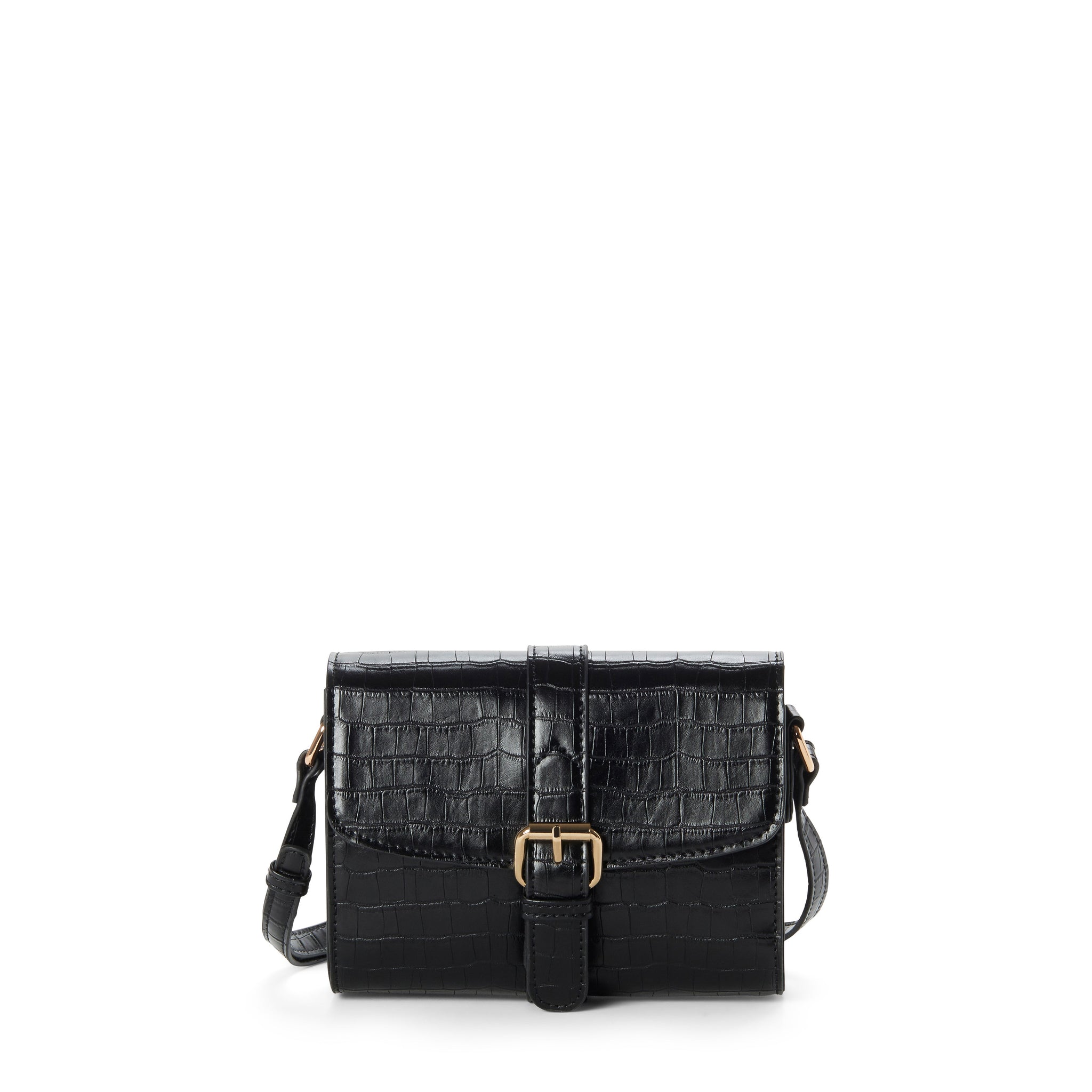 jeane jax Lindsay Ii Croco Crossbody Black