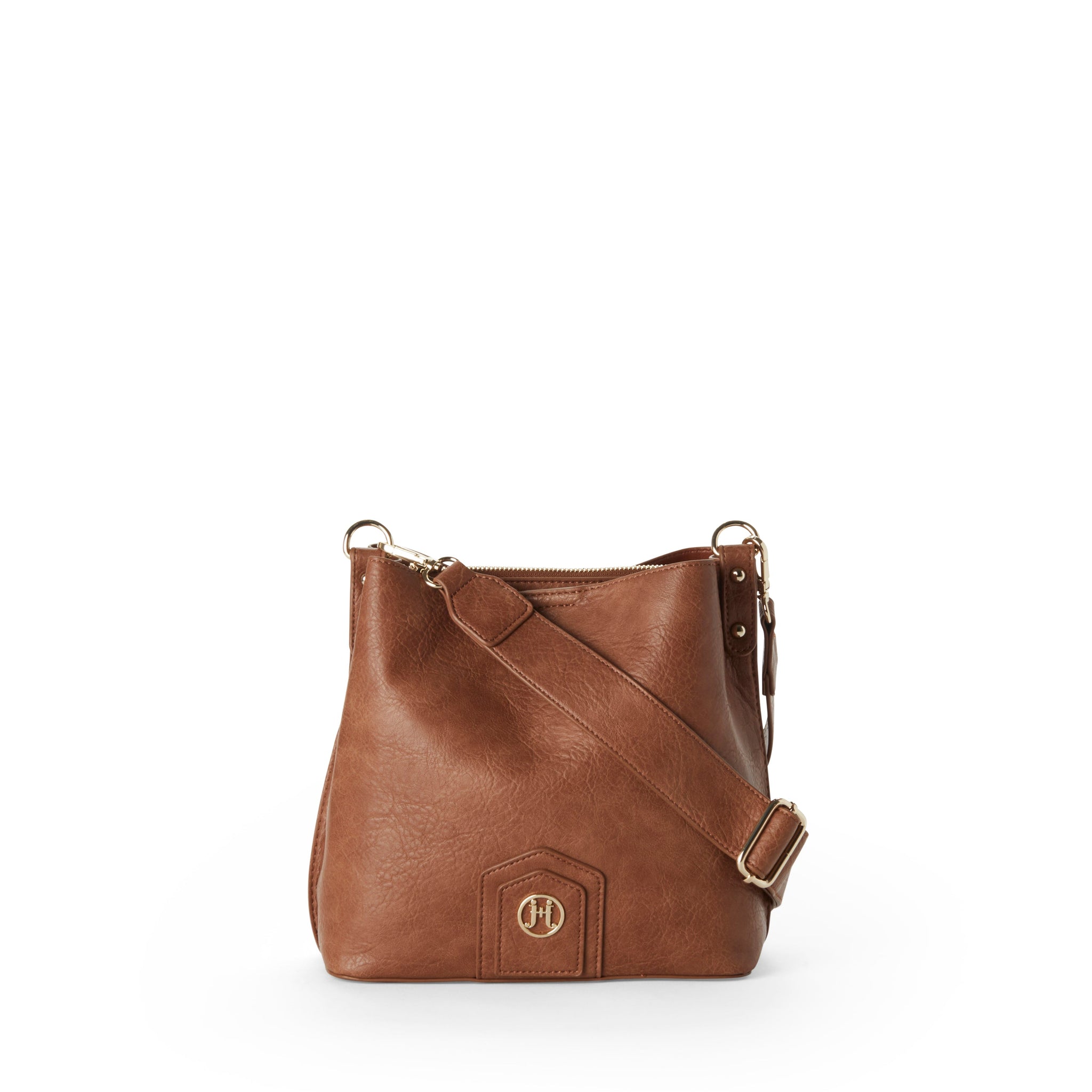 NAOMI Vegan Crossbody Bucket Bag in Camel jeane+jax