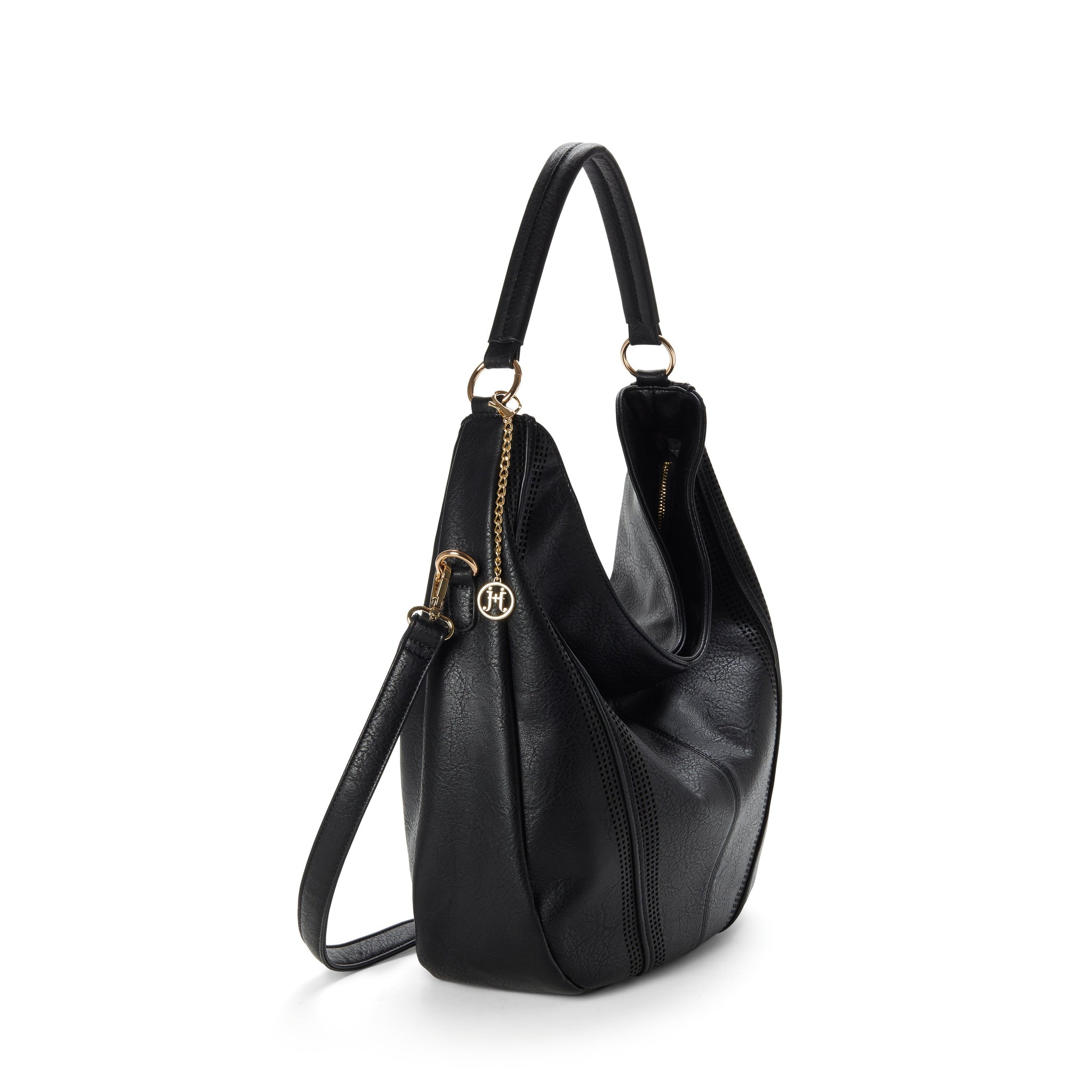 Black leather hobo purse shop