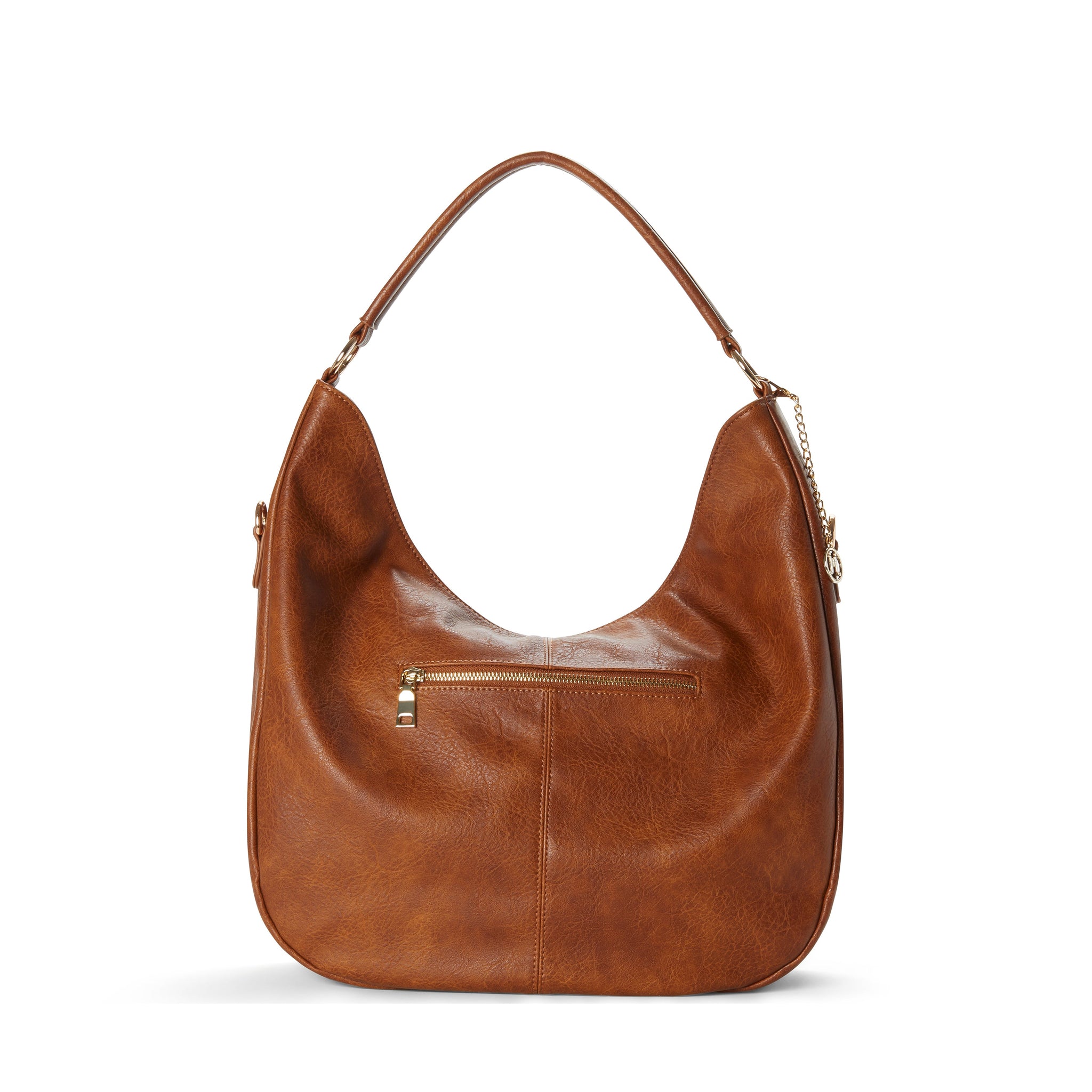 Savannah Vegan Leather Perforated Hobo Cognac